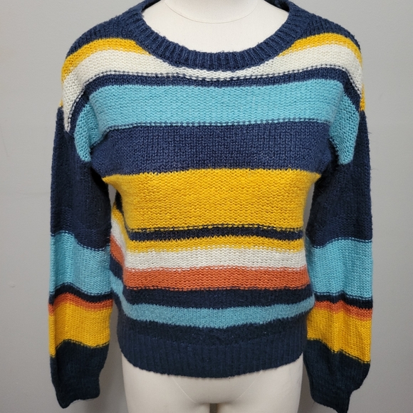 Tilly's Sweaters - Tilly's Sky & Sparrow multicolored stripe cropped sweater size small